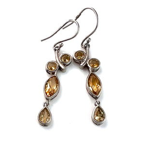 Citrine Sterling Silver Four Stone Dangle Earrings - Keja Designs Jewelry