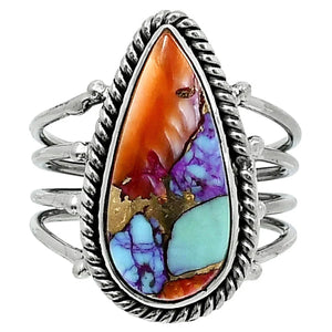 Kingman Dahlia Turquoise Sterling Silver 4 Band Pear Ring - Keja Designs Jewelry