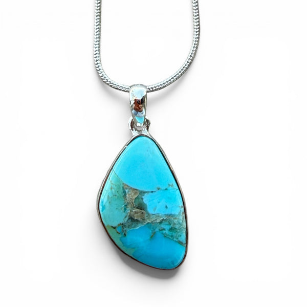 Turquoise Sterling Silver Fancy Cut Pendant