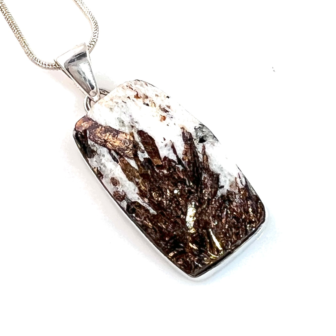 Astrophyllite Rough Rectangle Sterling Silver Pendant - Keja Designs Jewelry