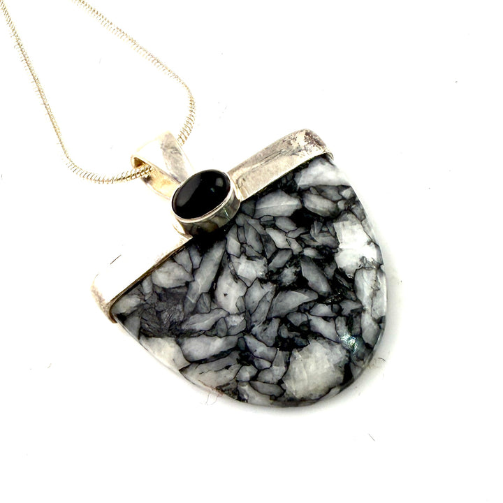 Pinolith &amp; Black Onyx  Sterling Silver Pendant - Keja Designs Jewelry