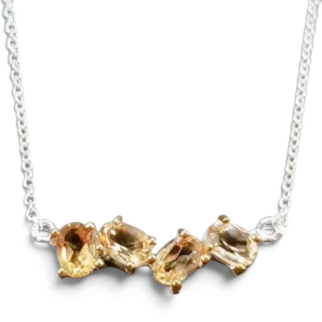 Citrine White Gold &amp; Gold Plated Sterling Silver Pendant
