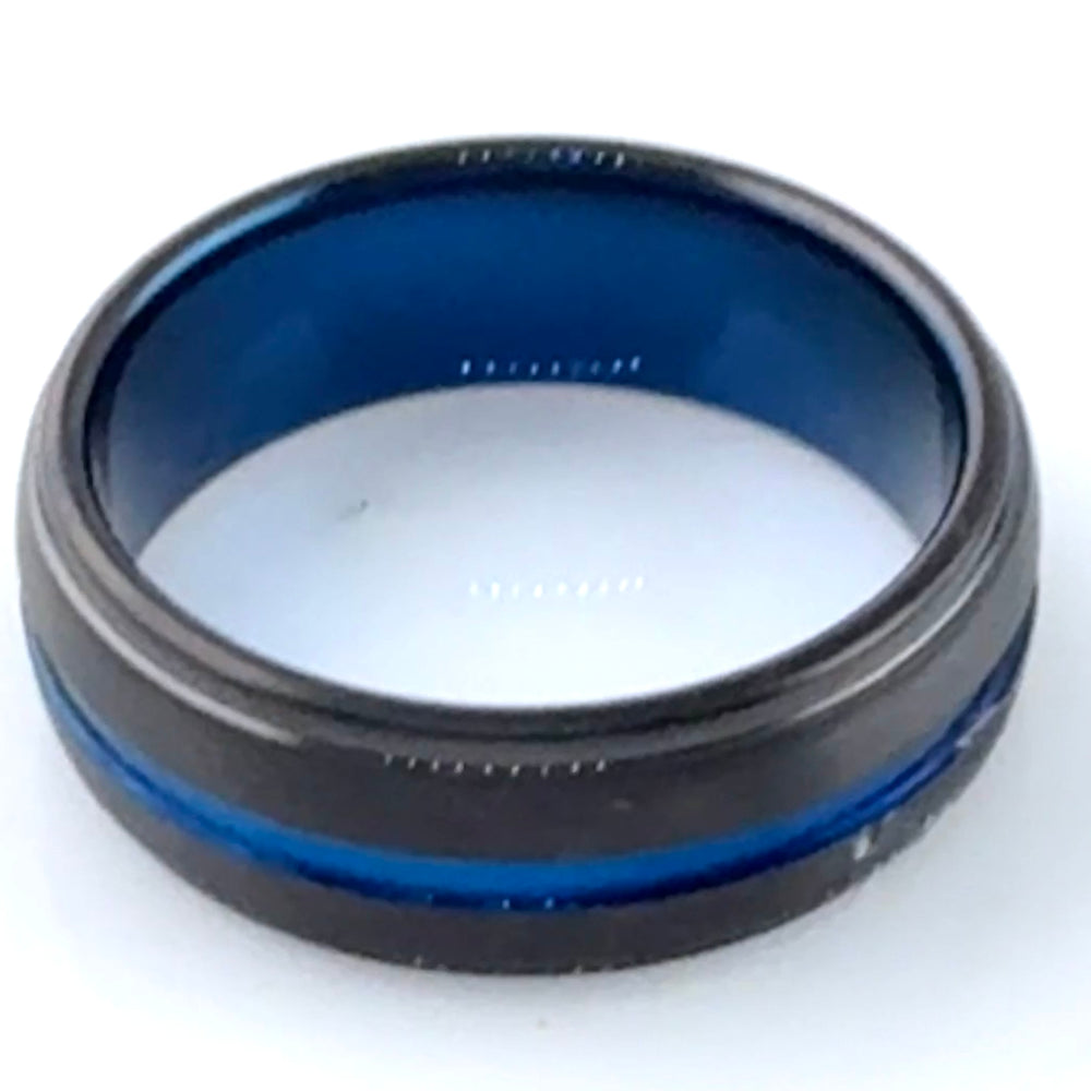 Black and Blue Tungsten Band Ring - Keja Designs Jewelry