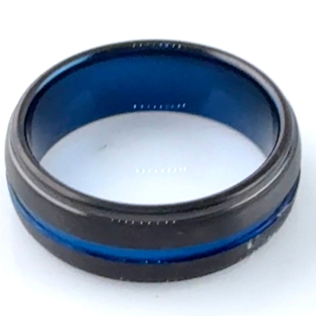 Black and Blue Tungsten Band Ring - Keja Designs Jewelry