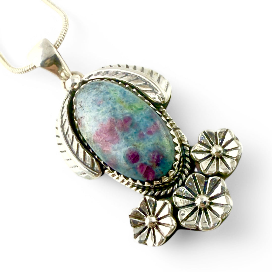 Ruby In Fuchsite Sterling Silver Fancy Pendant - Keja Designs Jewelry