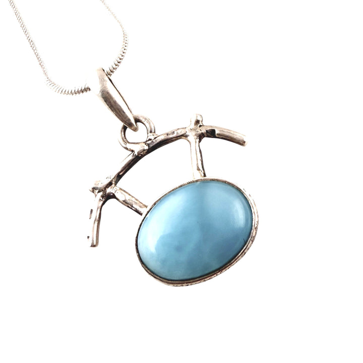 Larimar Sterling Silver Arc Pendant - Keja Designs Jewelry