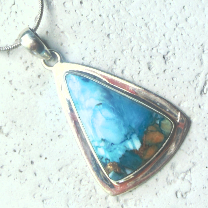 Spiny Oyster Turquoise Sterling Silver Bright Pendant