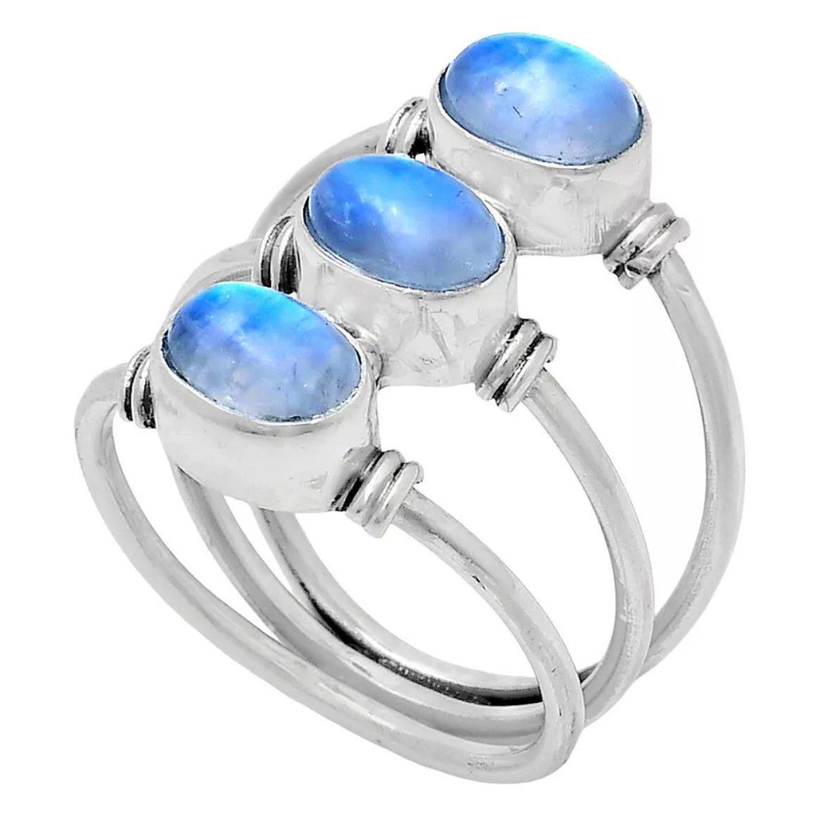 Moonstone Sterling Silver Line Ring