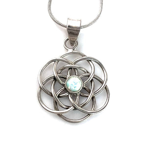 Fire Opal Sterling Silver Circle of Circles Pendant - Keja Designs Jewelry