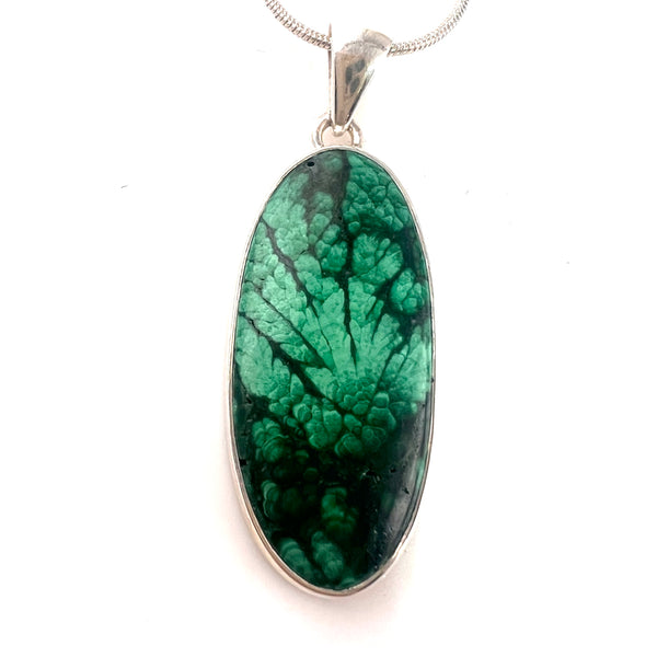 Feather Malachite Sterling Silver Pendant