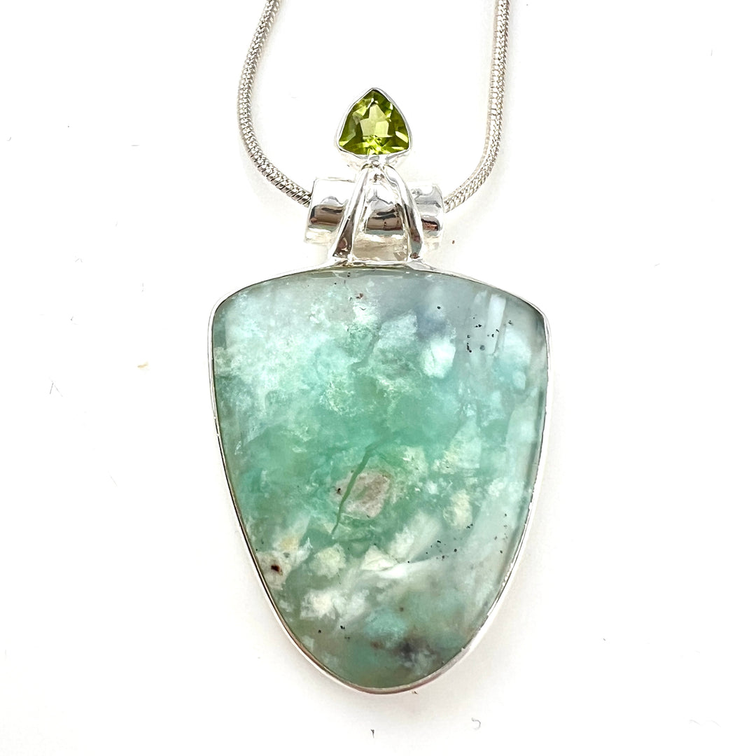 Aquaprase &amp; Peridot Sterling Silver Pendant - Keja Designs Jewelry
