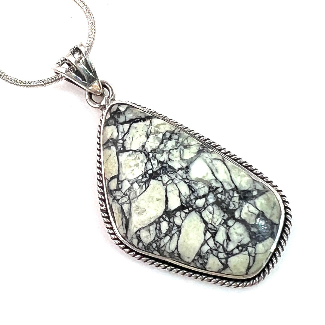 White Buffalo Sterling Silver Fancy Cut Pendant - Keja Designs Jewelry