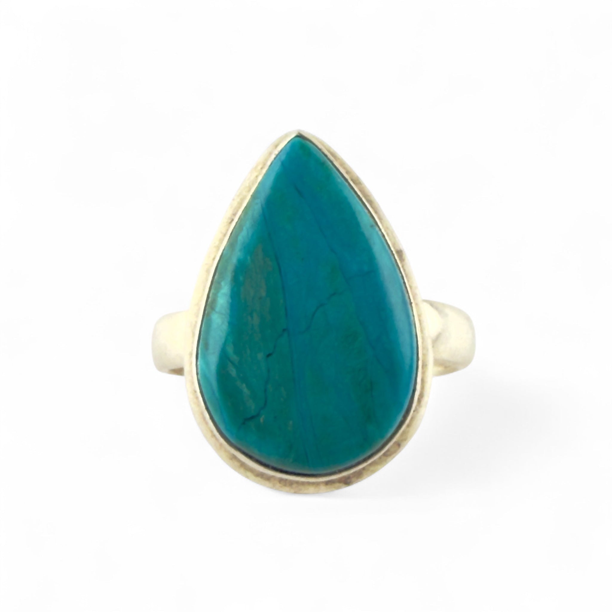 Peruvian Blue Opal Sterling Silver Pear Ring