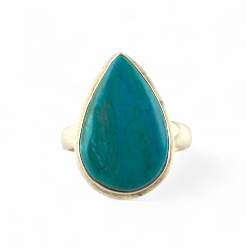 Peruvian Blue Opal Sterling Silver Pear Ring