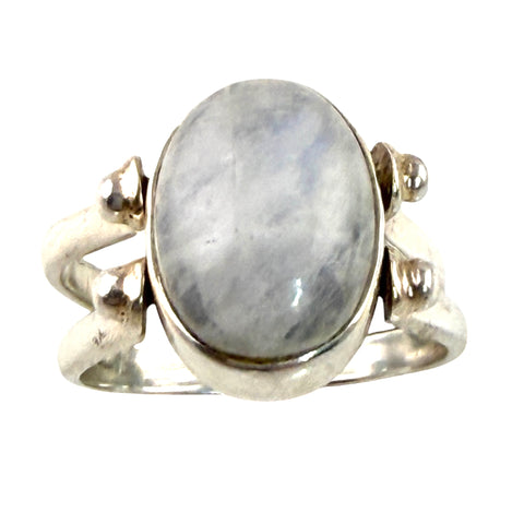 Larimar & Moonstone Sterling Silver Two Sided Ring