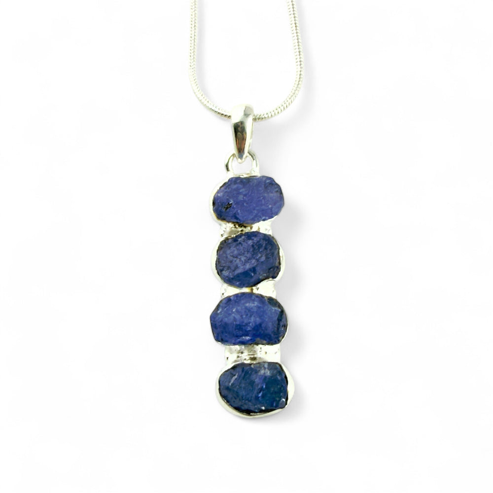 Tanzanite Sterling Silver Four Stone Pendant - Keja Designs Jewelry