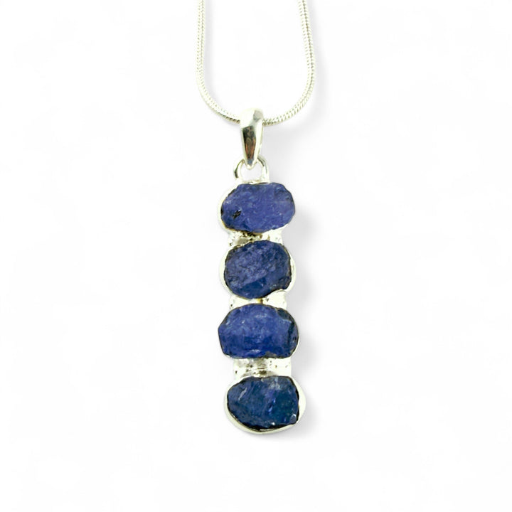 Tanzanite Sterling Silver Four Stone Pendant - Keja Designs Jewelry