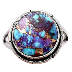 Kingman Purple Turquoise Sterling Silver Round Ring - Keja Designs Jewelry