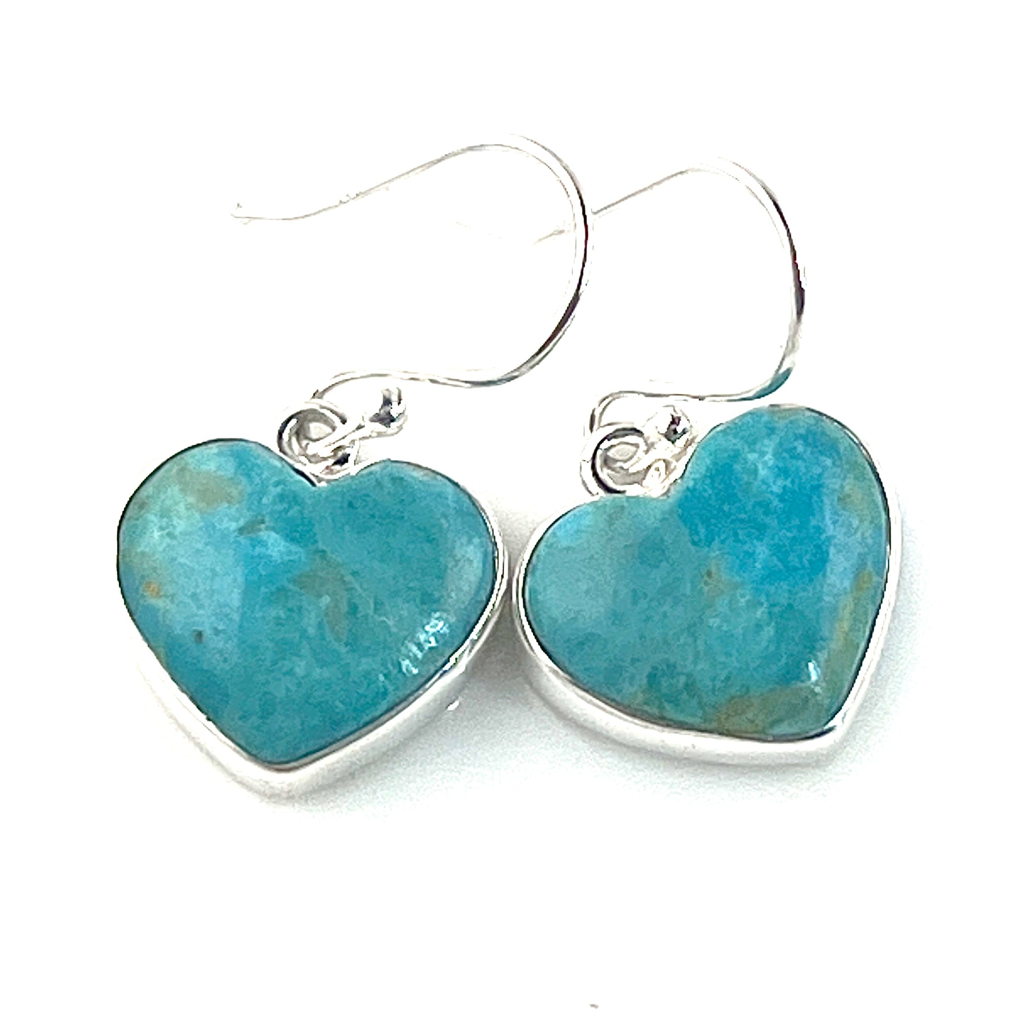 Blue Turquoise Sterling Silver Heart Earrings - Keja Designs Jewelry
