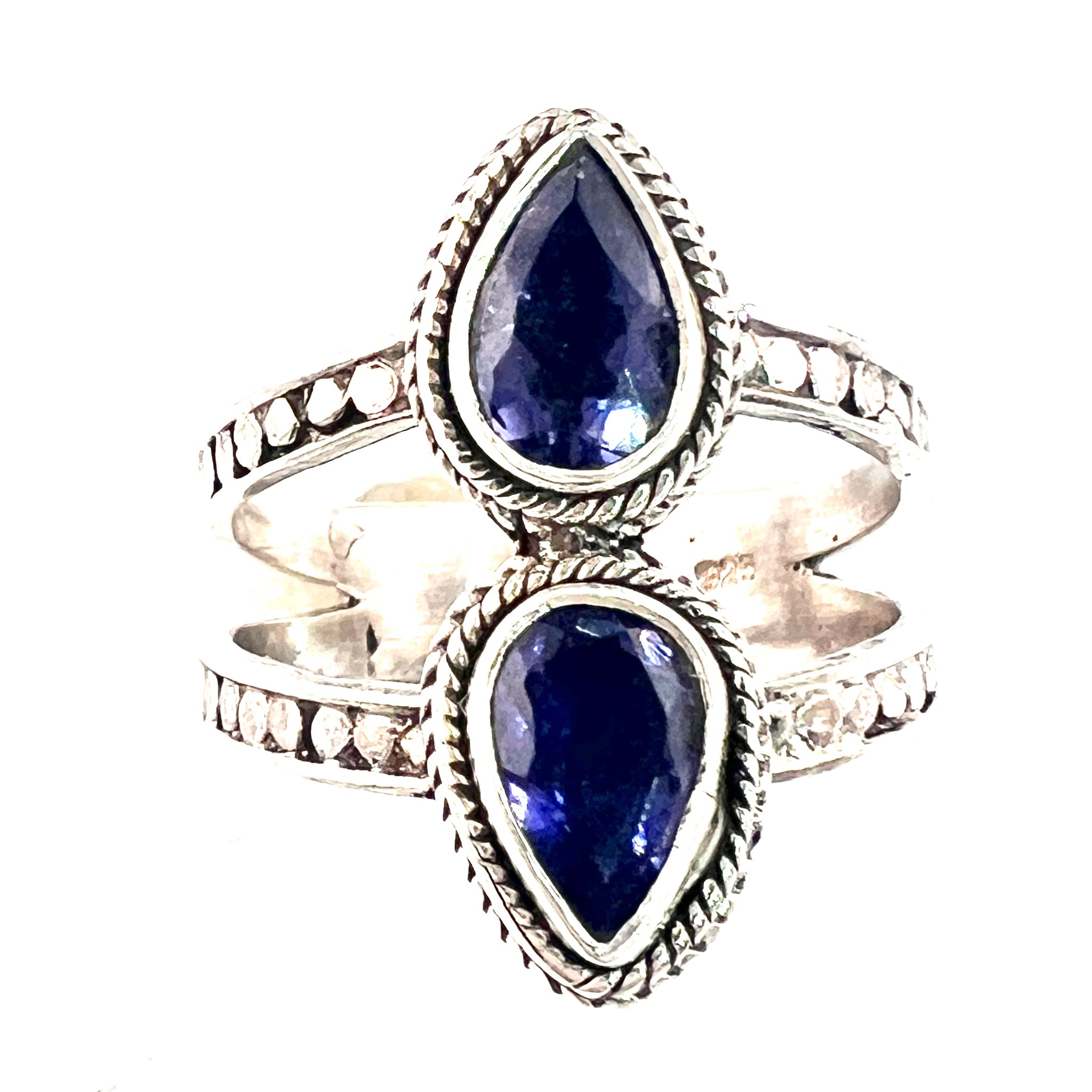 Iolite Sterling Silver Two Stone Ring