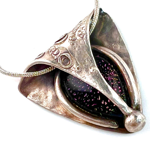 Dichroic Glass Pure Silver Pendant - Keja Designs Jewelry