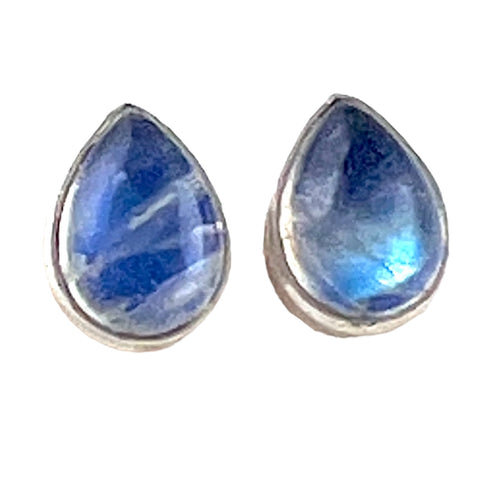 Moonstone Sterling Silver Pear Shaped Post Earrings