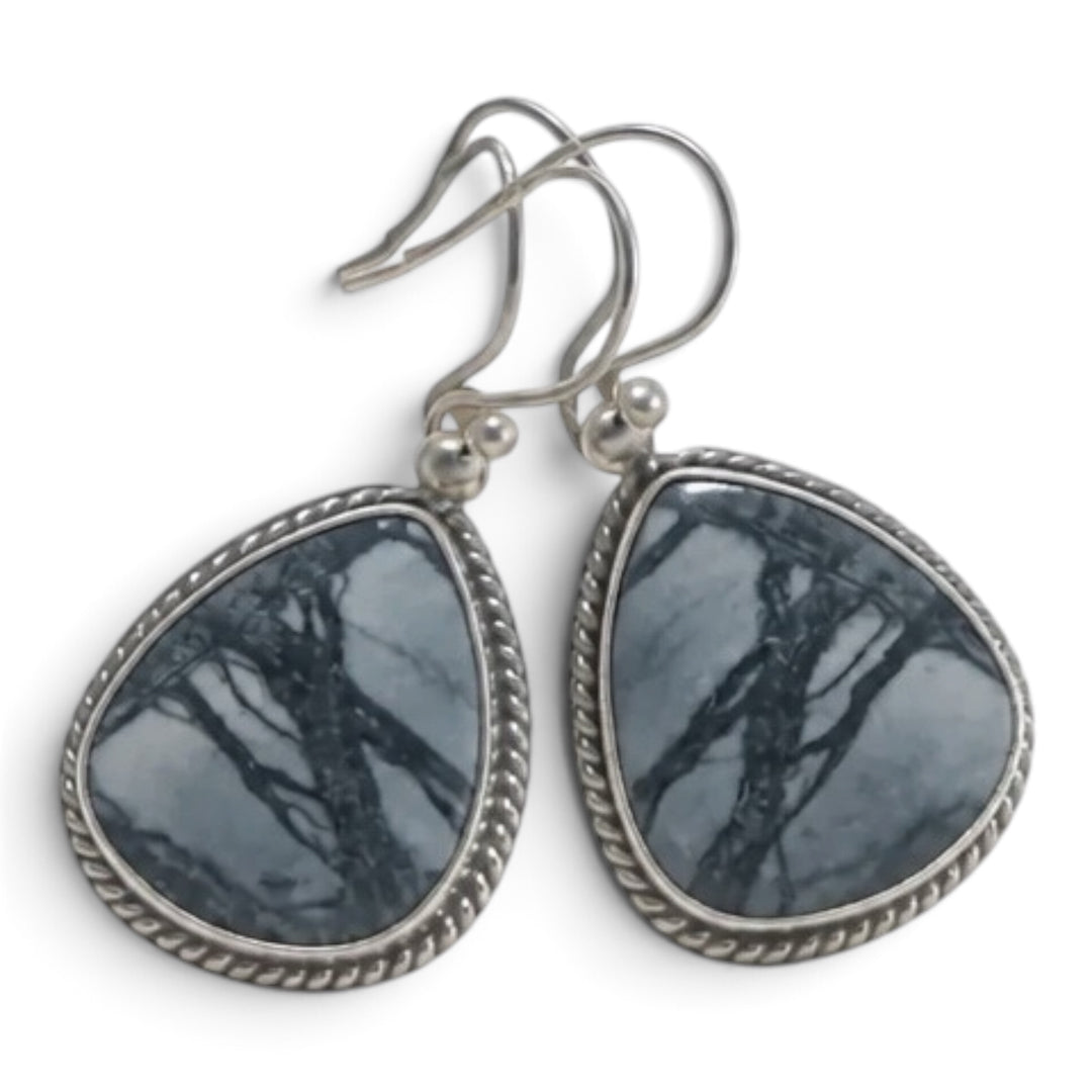 Picasso Jasper Sterling Silver Oversized Pear Earrings