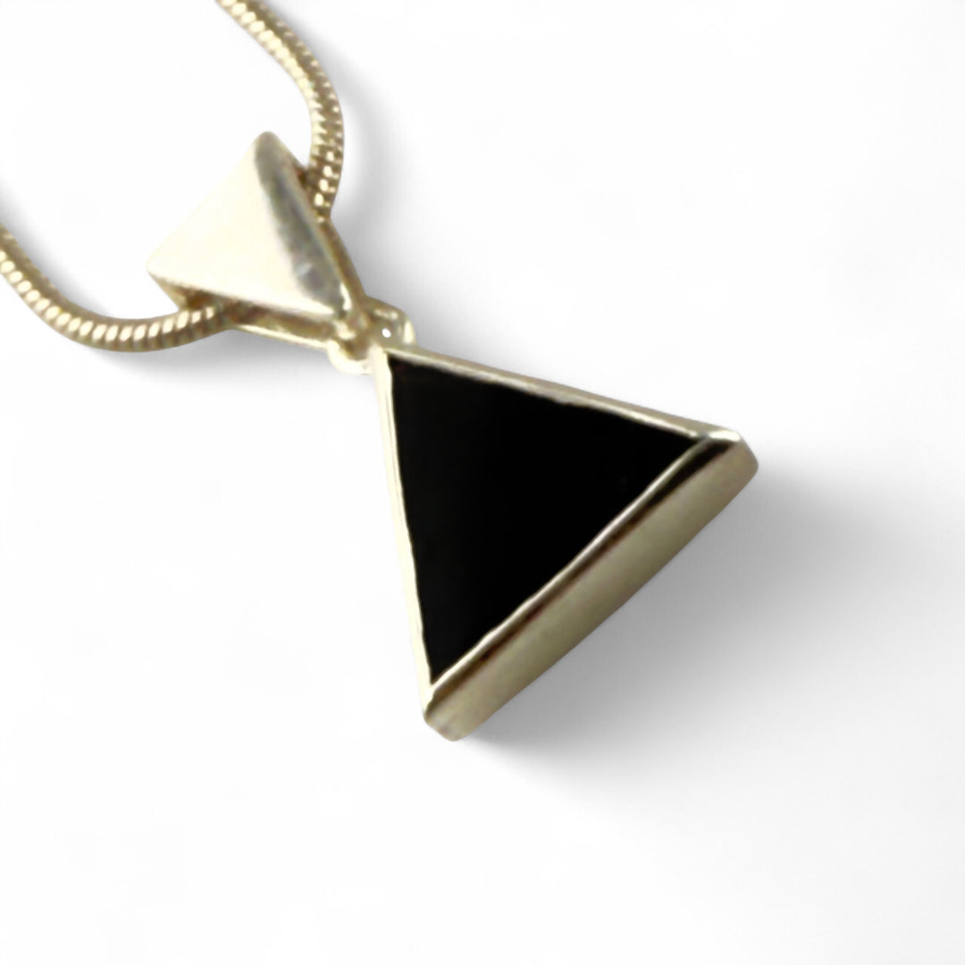 Onyx Sterling Silver Triangular Pendant - Keja Designs Jewelry