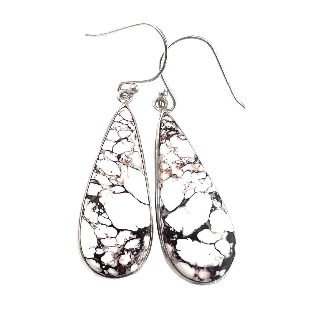 Wild Horse Jasper Sterling Silver Long Pear Earrings Earrings - Keja Designs Jewelry
