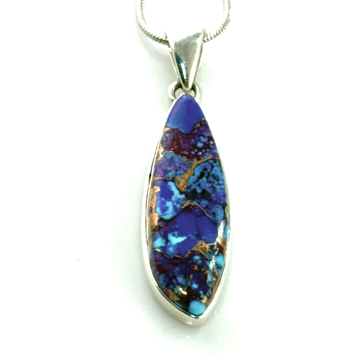 Purple Turquoise Sterling Silver Fancy Cut Pendant - Keja Designs Jewelry