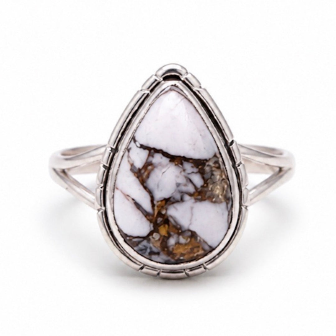 Pink Opal Sterling Silver Pear Shaped Ring