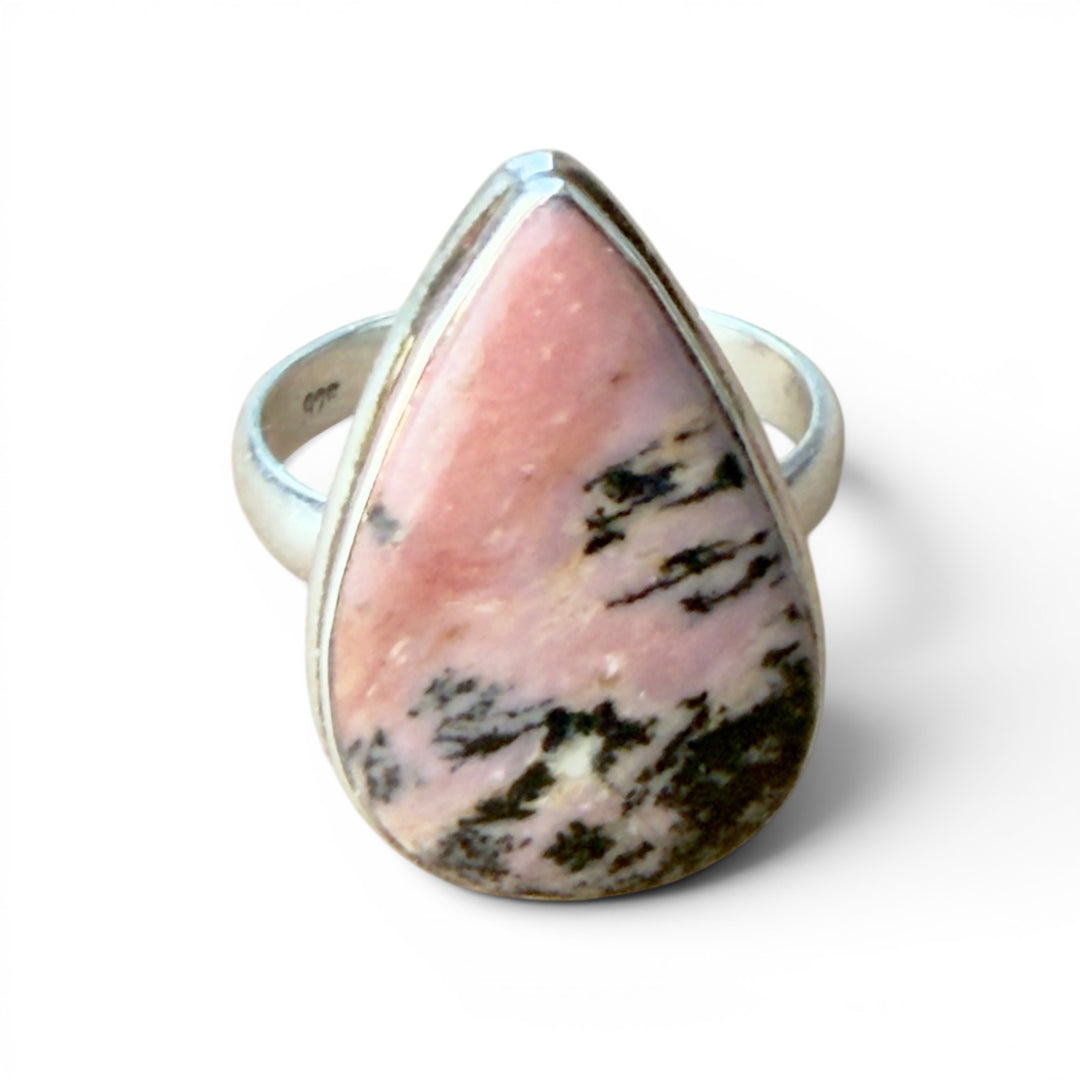 Rhodonite Sterling Silver Pear Shaped Ring - Keja Designs Jewelry