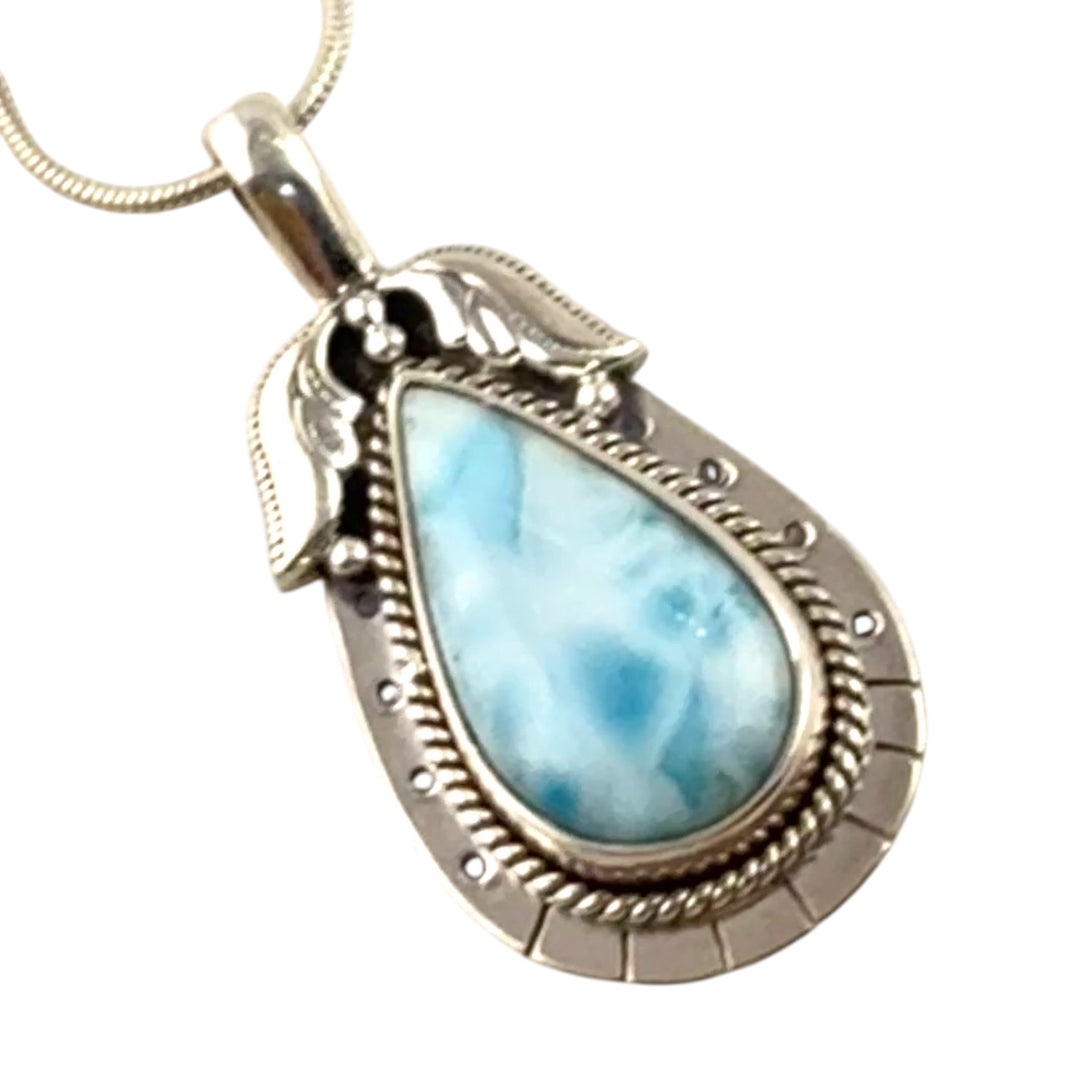 Larimar Sterling Silver Elegant Pendant - Keja Designs Jewelry