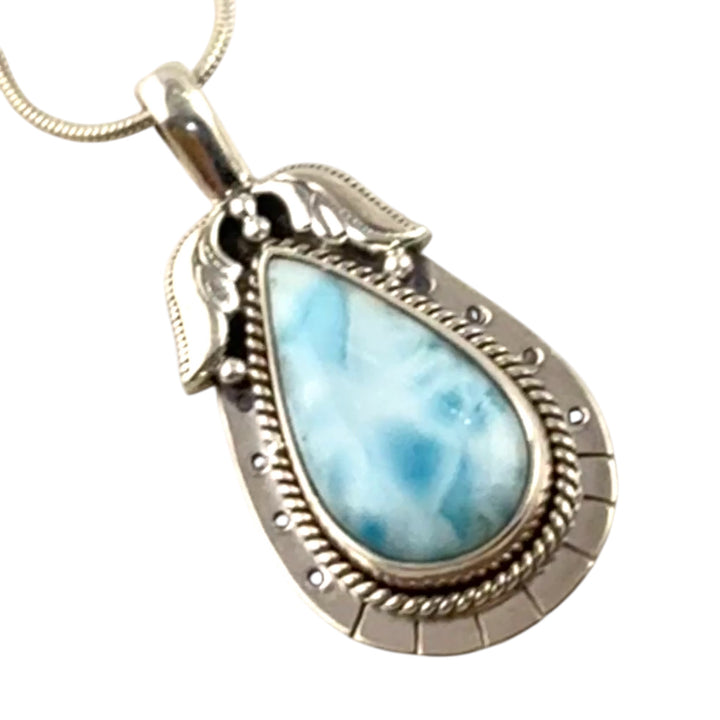 Larimar Sterling Silver Elegant Pendant - Keja Designs Jewelry