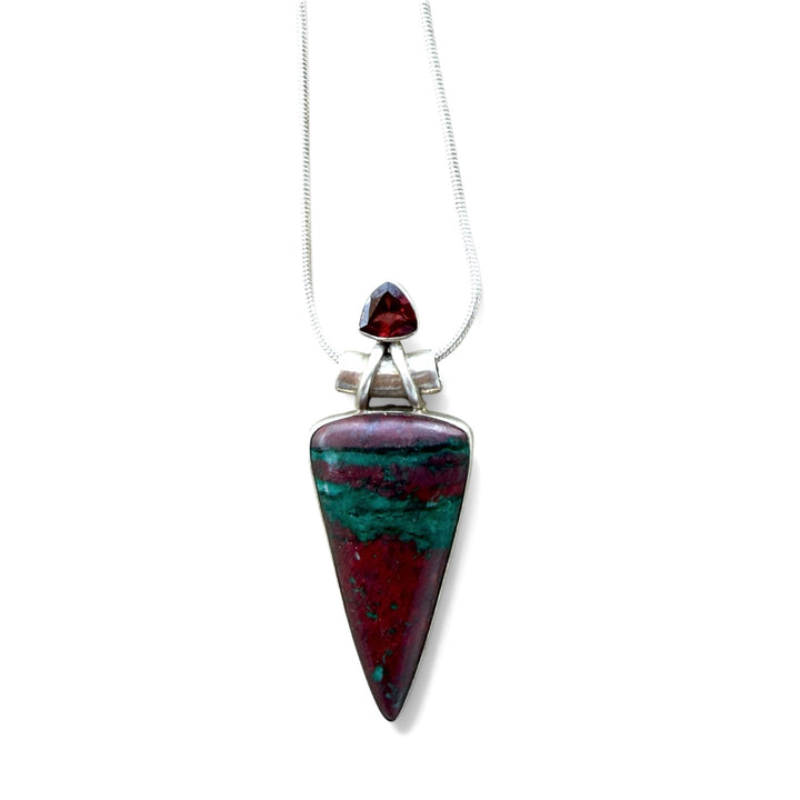 Sonora Sunrise &amp; Garnet Elongated Sterling Silver Pendant
