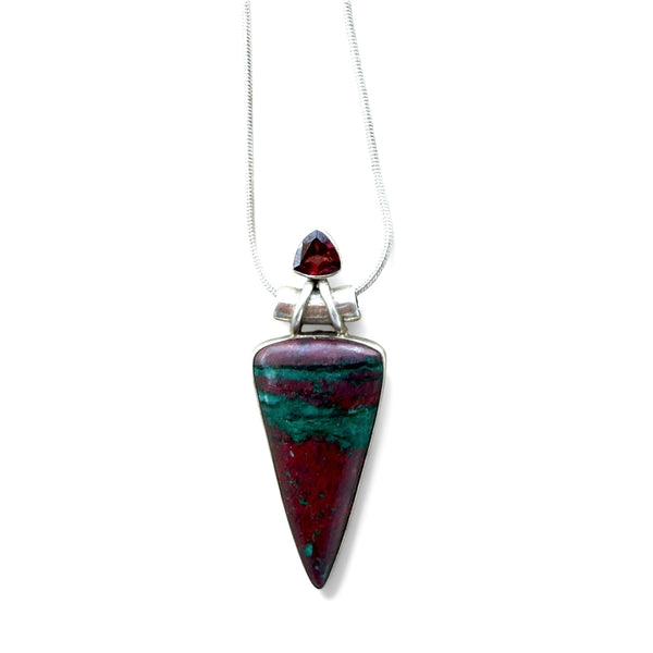 Sonora Sunrise & Garnet Elongated Sterling Silver Pendant