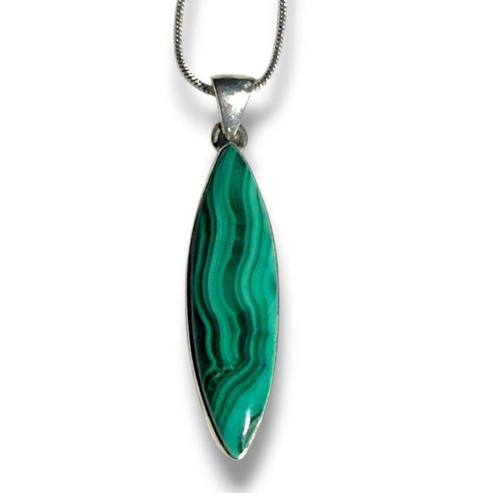 Malachite Sterling Silver Marquise Pendant