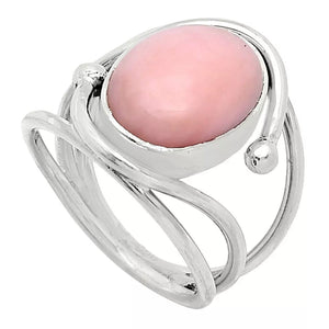 Pink Opal Sterling Silver Oval Ring