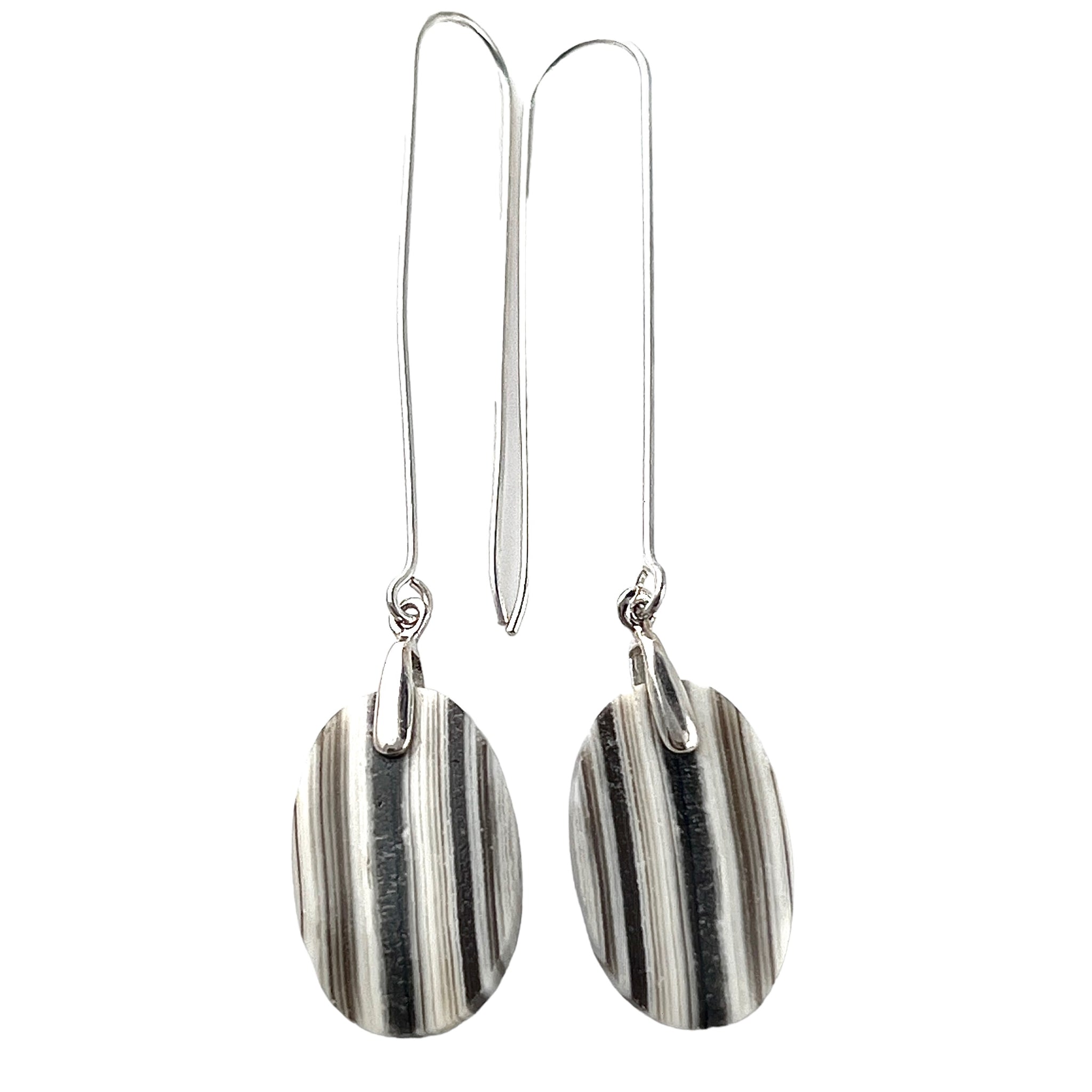 Zebra Jasper Long Sterling Silver Earrings - Keja Designs Jewelry