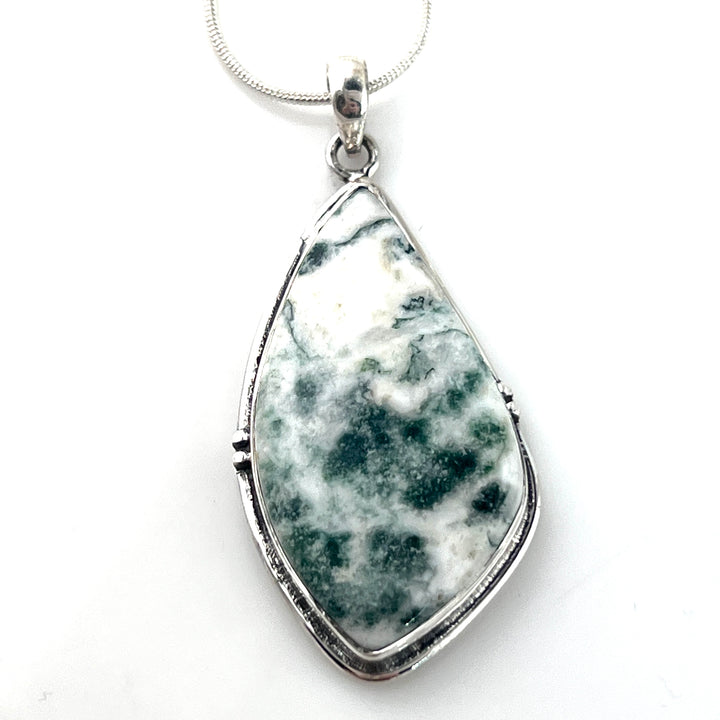 Moss Agate Sterling Silver Pendant - Keja Designs Jewelry