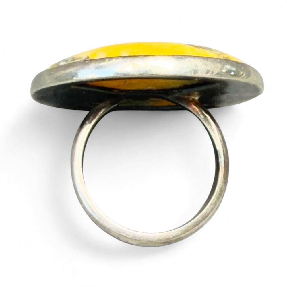 Bumble Bee Jasper Sterling Silver Adjustable Statement Ring - Keja Designs Jewelry