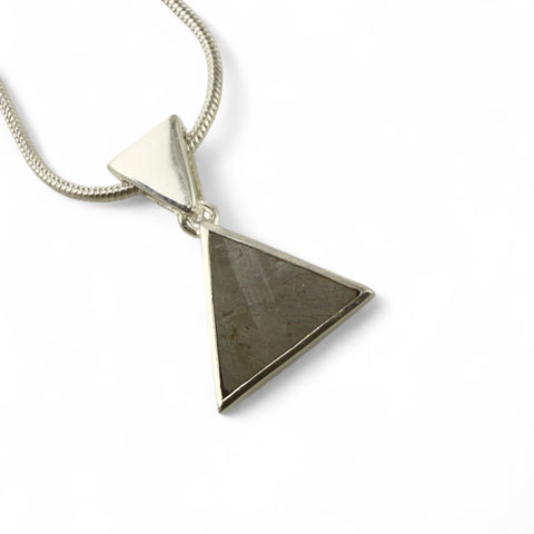 Muonionalusta Meteorite Sterling Silver Triangular Pendant