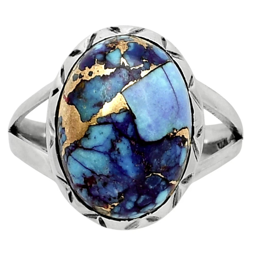 Purple Turquoise Sterling Silver Oval Ring - Keja Designs Jewelry