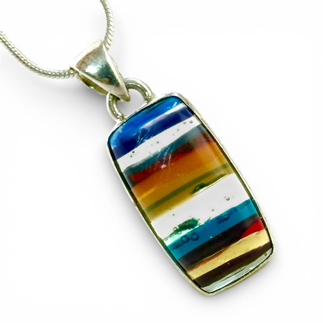 Surfite Hang 10 Sterling SIlver Oblong Pendant - Keja Designs Jewelry
