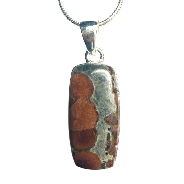 Peanut Obsidian  Sterling Silver Oblong Pendant