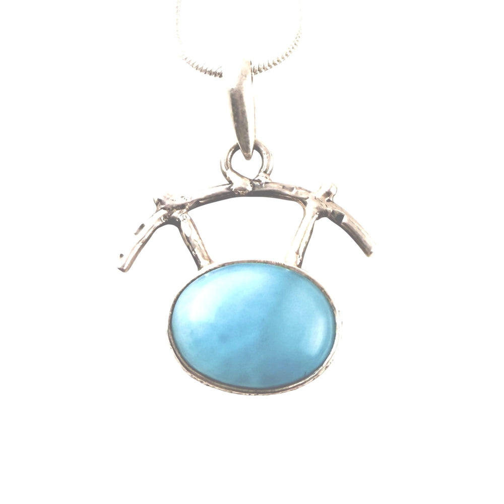 Larimar Sterling Silver Arc Pendant - Keja Designs Jewelry