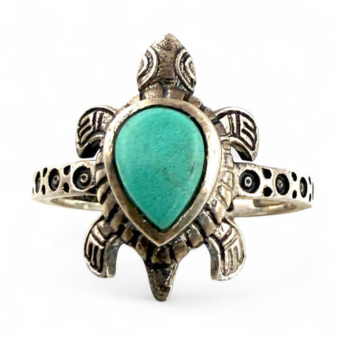 Turquoise Turtle Sterling Silver Ring