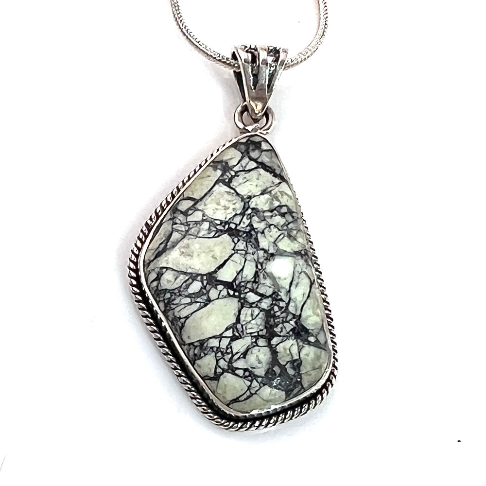 White Buffalo Sterling Silver Fancy Cut Pendant - Keja Designs Jewelry