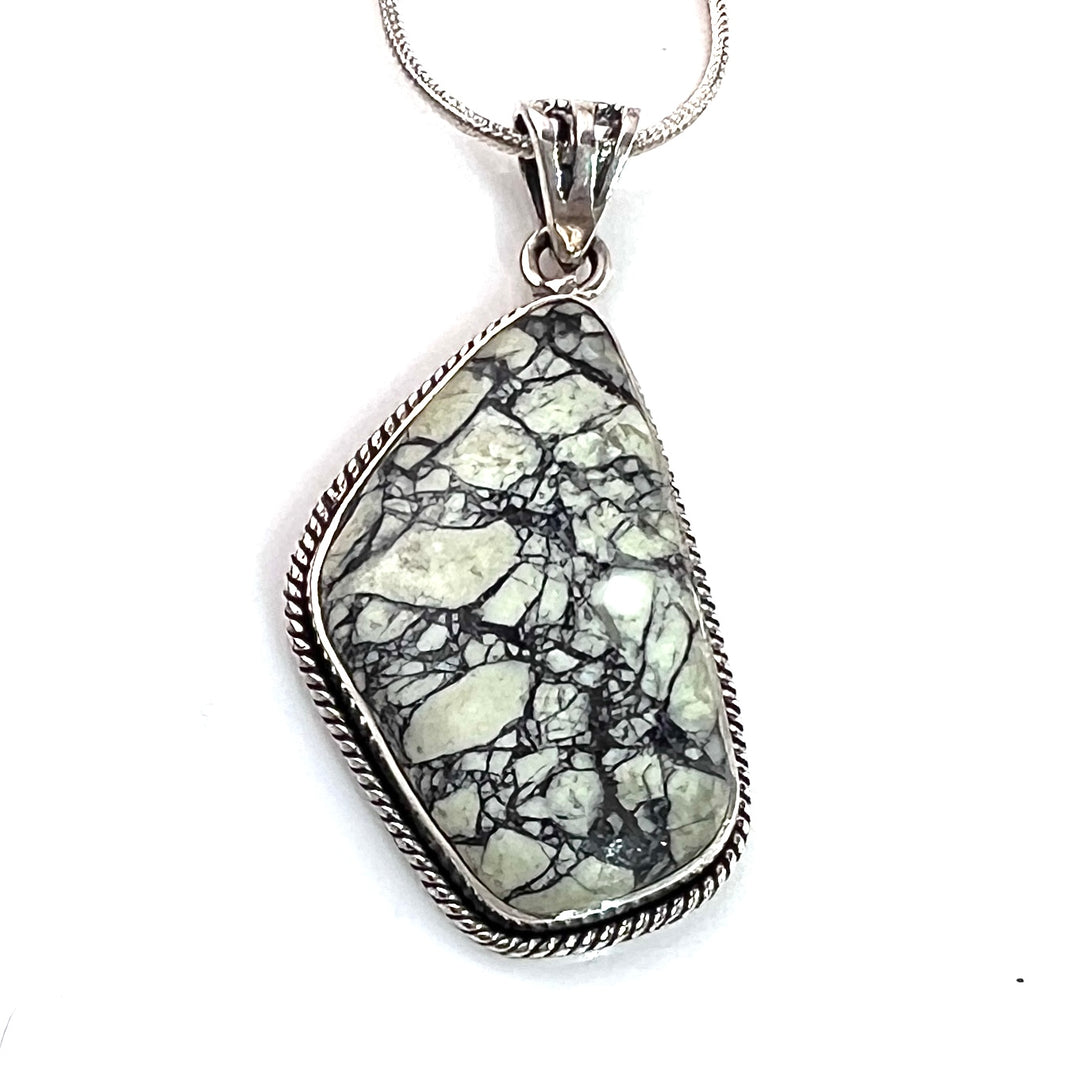 White Buffalo Sterling Silver Fancy Cut Pendant - Keja Designs Jewelry