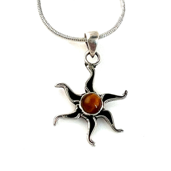 Tiger's Eye Sterling Silver Sunshine Pendant - Keja Designs Jewelry